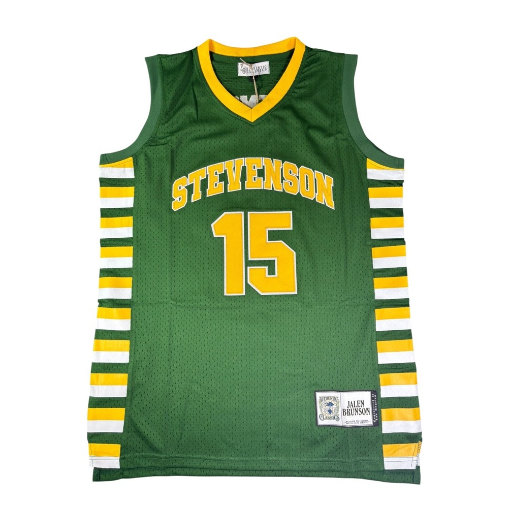 Authentic Classics Jalen Brunson Stevenson HS Basketball Jersey Green Size L NEW